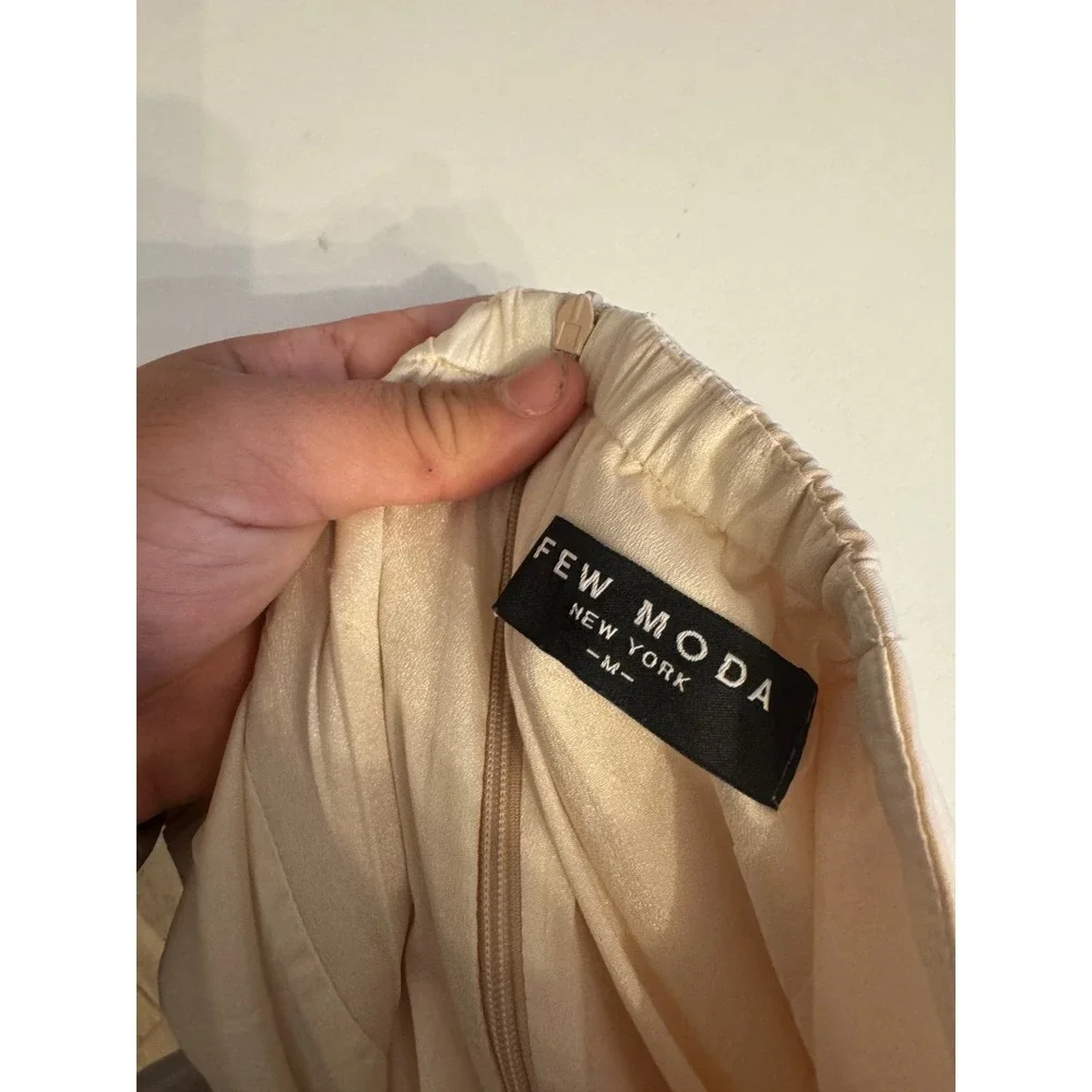 FEW MODA NEW YORK‎ Strapless Ruffle Overlay Dress Beige M - Picture 6 of 11